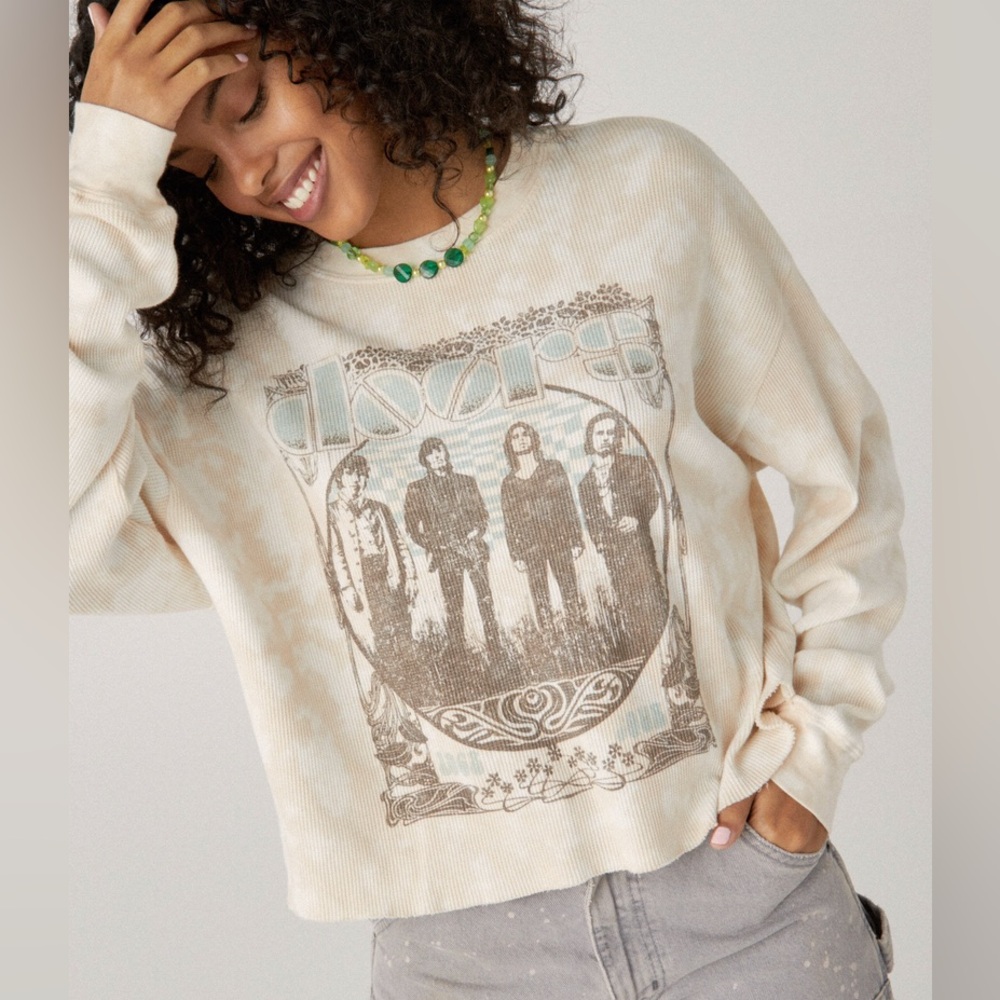 Daydreamer The Doors Band Thermal Waffle Crop Tee